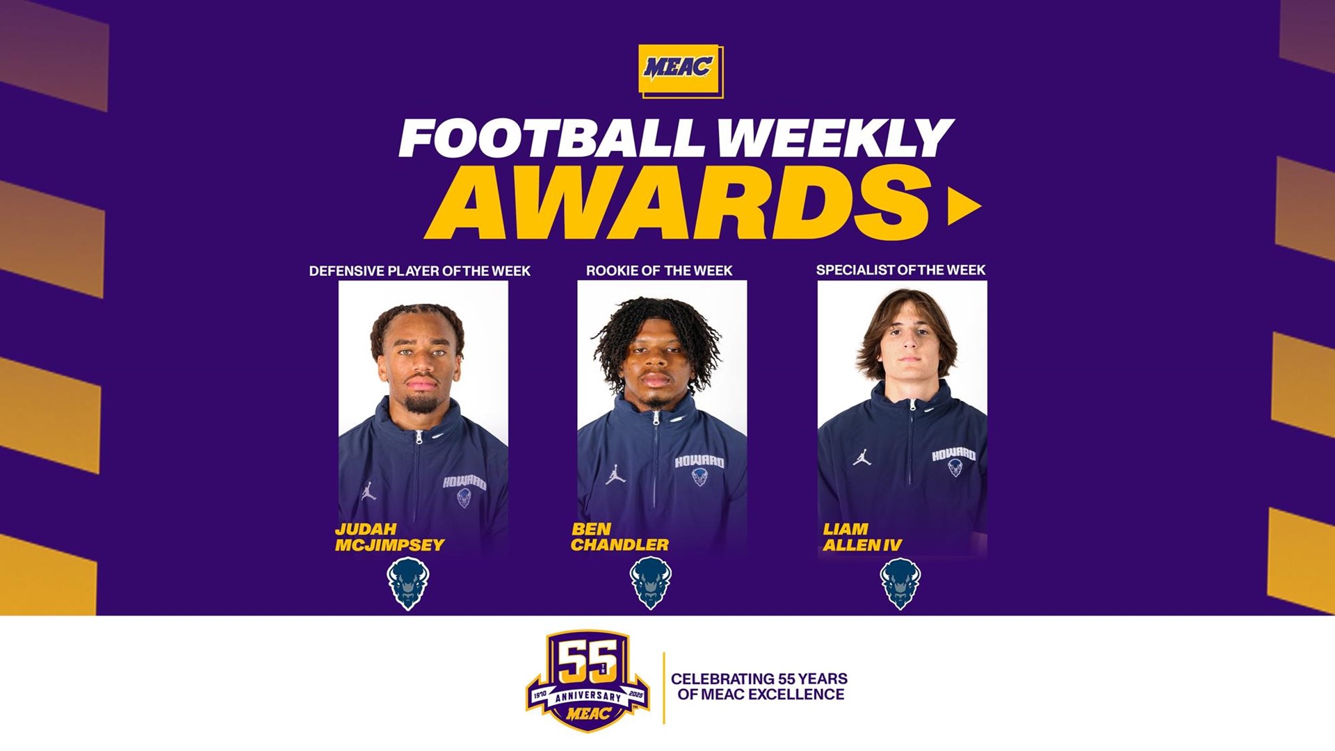 MEAC Announces Weekly Football Honors - Howard’s McJimpsey, Chandler and Allen IV Earn Weekly Honors