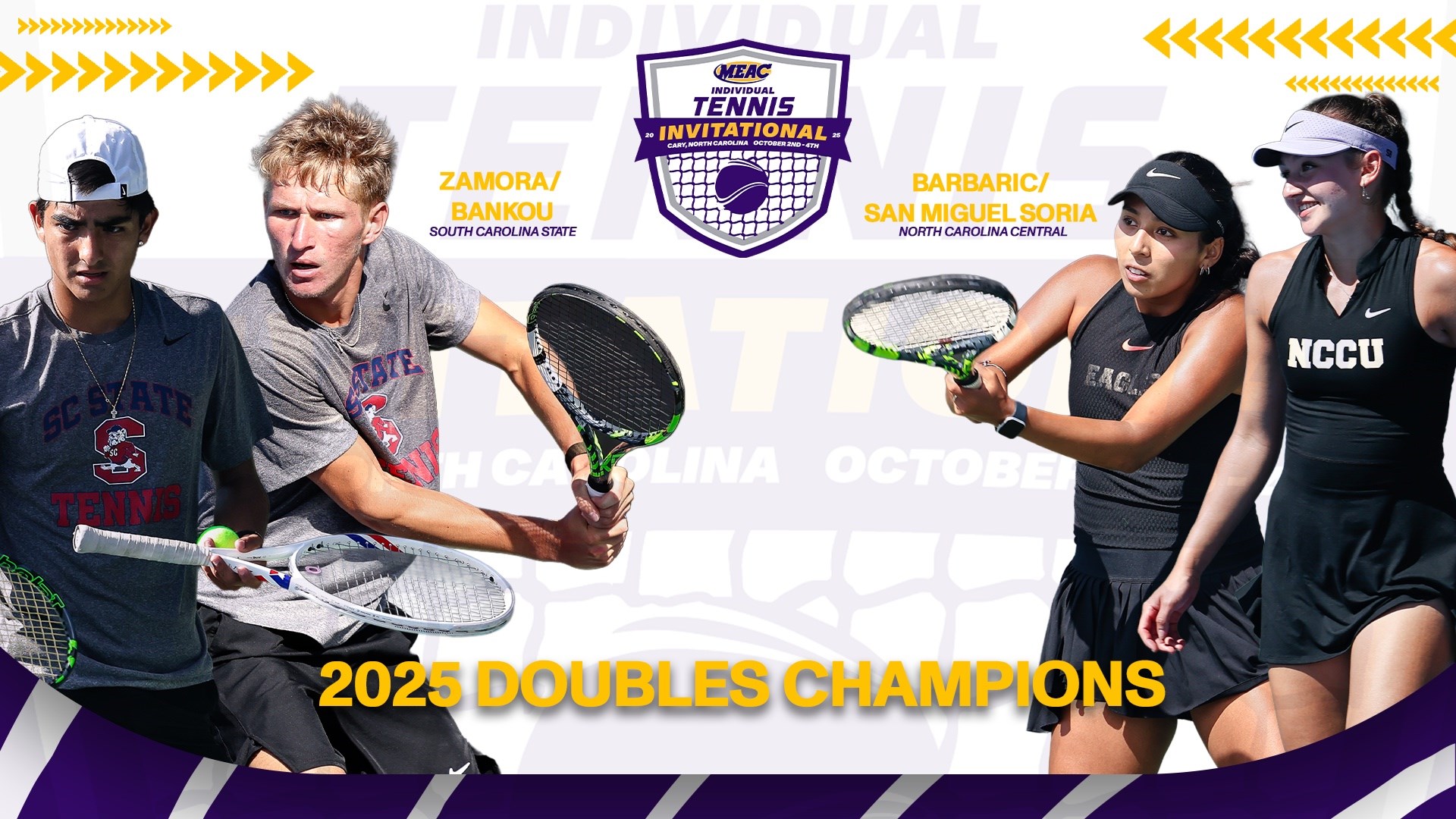 North Carolina Central, South Carolina State Clinch Doubles Championships at MEAC Invitational