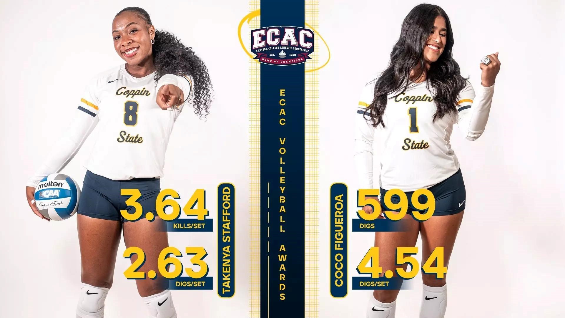 Volleyball’s TaKenya Stafford, Coco Figueroa Earn All-ECAC Accolades