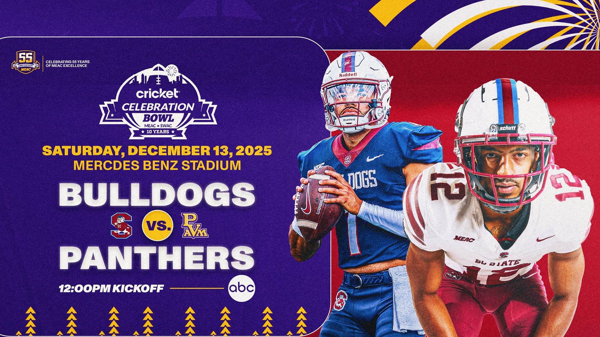 MEAC Champion South Carolina State Faces Prairie View A&M in 10th Annual Cricket Celebration Bowl