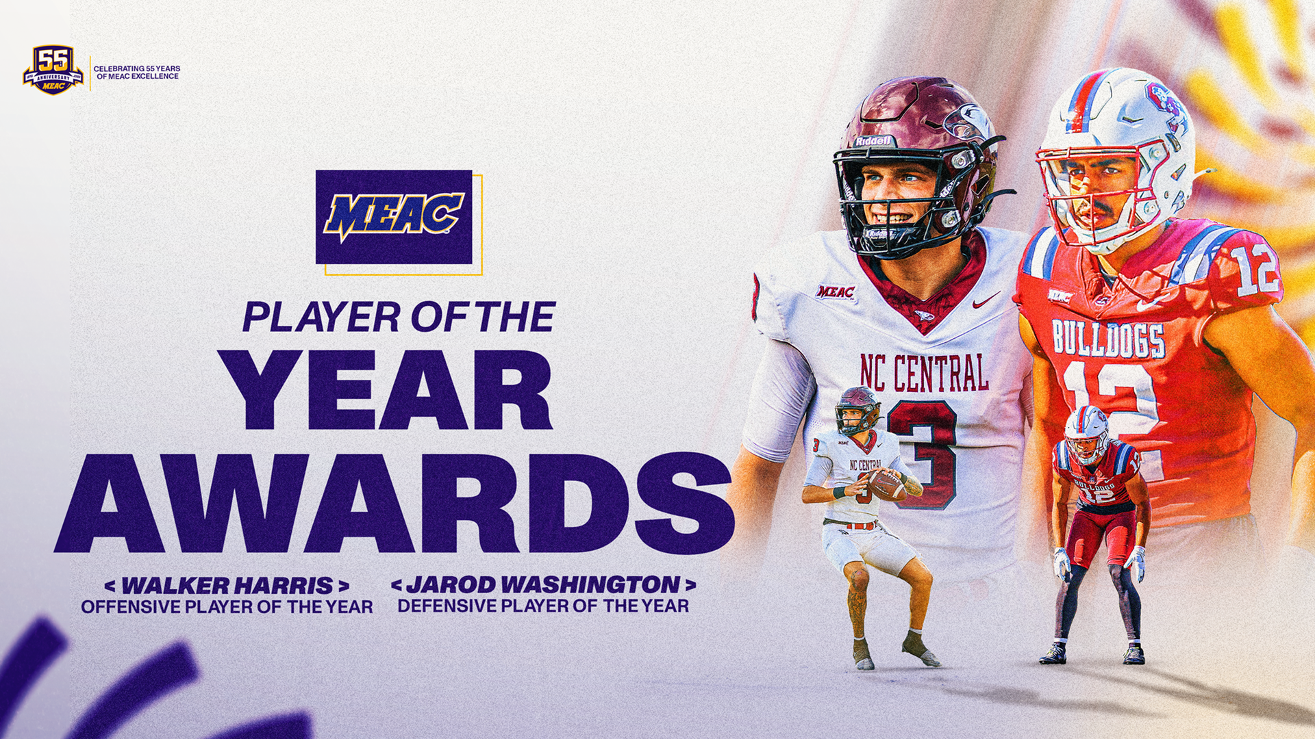 NCCU QB Walker Harris and SCSU DB Jarrod Washinton Named 2025 MEAC Offensive and Defensive Players of the Year