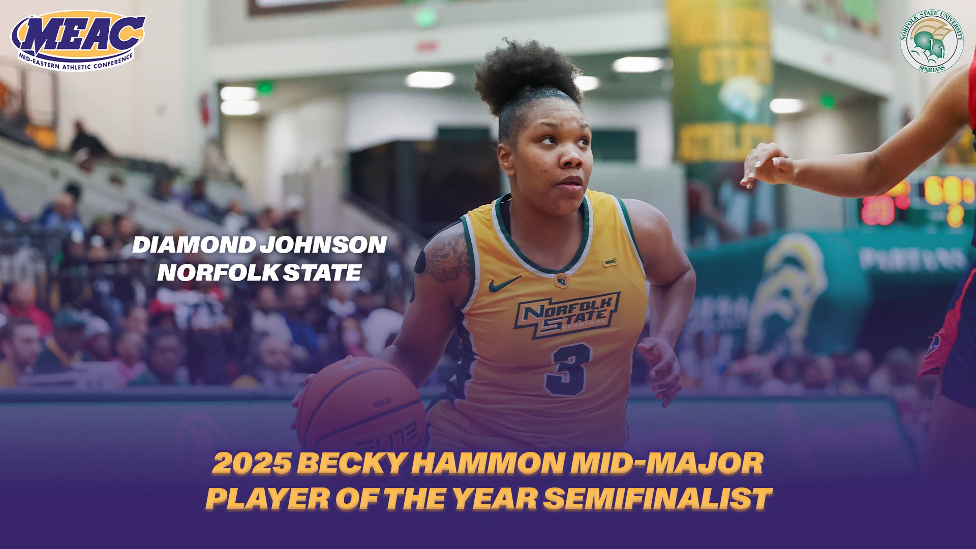 Norfolk State's Diamond Johnson named 2025 Becky Hammon Mid-Major Player of the Year Semifinalist